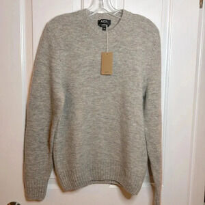 NWT mens A.P.C. Pull Lucas Gris Clair Chine size XS